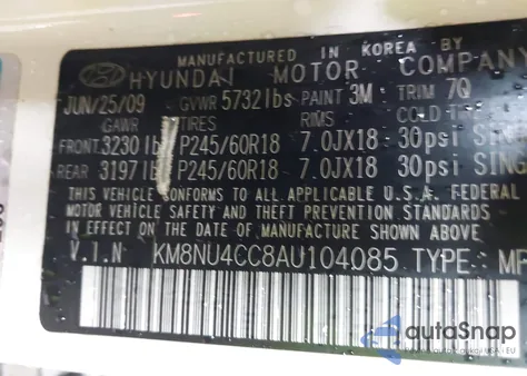 2010 Hyundai Veracruz Limited from USA, damaged, VIN KM8NU4CC8AU104085